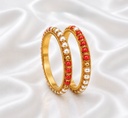 Rani Red And Pearl  Bangles